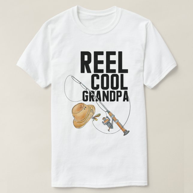 Rolig Fiskegrej Gammal Rulle Cool Farfar T-Shirt (Design framsida)