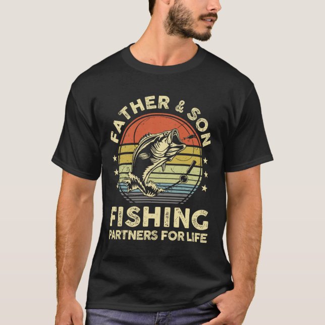 Rolig fiskejacka pappa son matchande B fisk pappa T Shirt (Framsida)