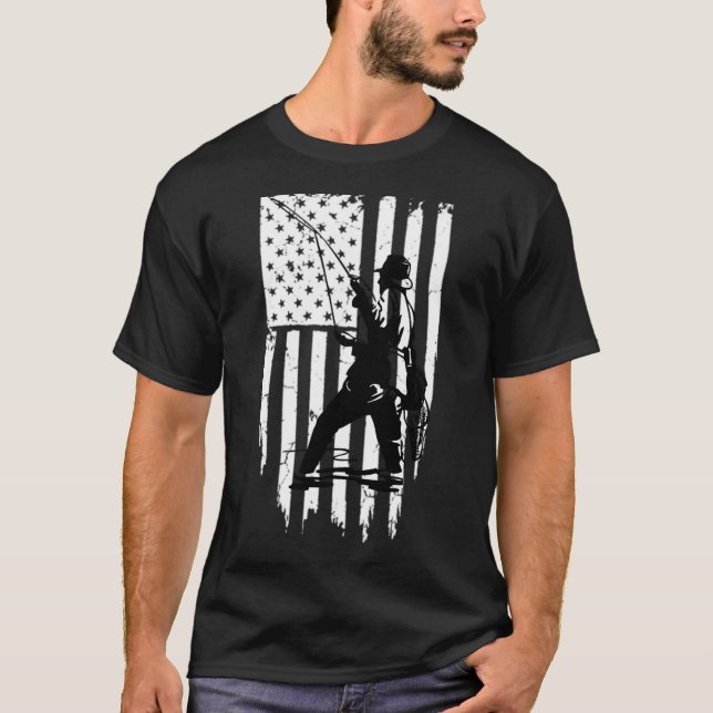 Rolig fiskeman flagga t shirt (Framsida)