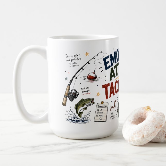 Rolig fiskepappa-mugg | Humor i fiskeredskapsbox Kaffemugg (Med munk)