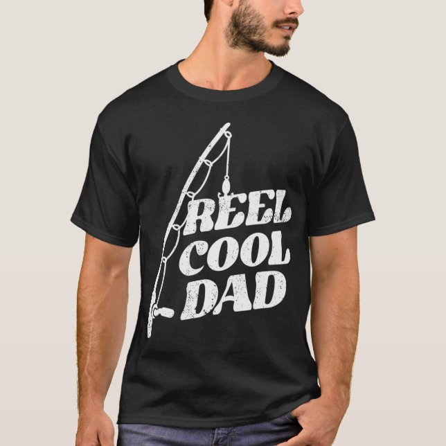 Rolig Fiskerulle Cool Pappa Puns T Shirt (Framsida)