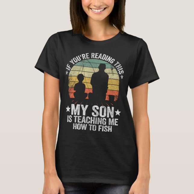 Rolig Fiskesnurr För Pappa & Son Presentidé Fars D T Shirt (Framsida)