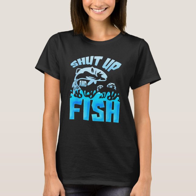 Rolig Fisketröja Håll Käften Och Fiska T Shirt (Framsida)