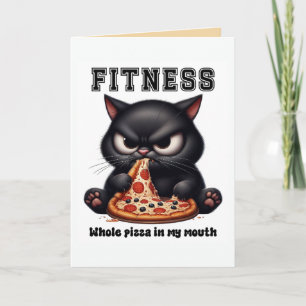 Rolig Fitness Svart Katt Pizza Kort