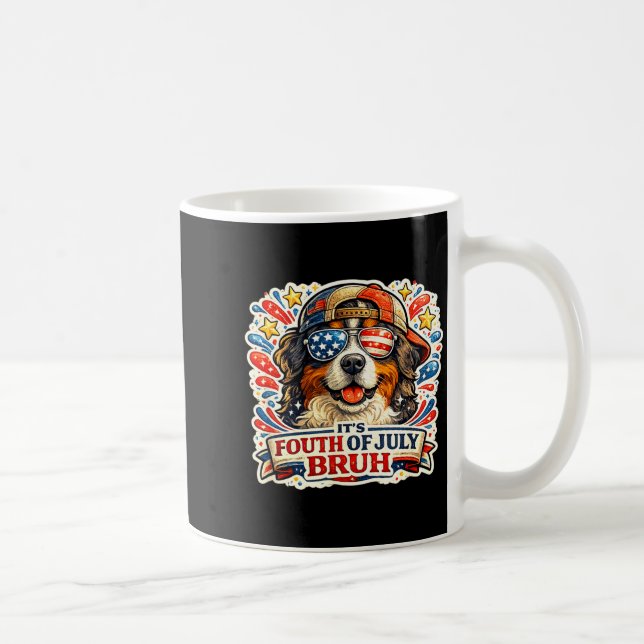 Rolig fjärde juli bruh bernersennenhund kaffemugg (Höger)