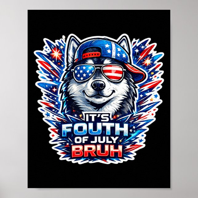 Rolig fjärde juli bruh sibirisk husky hund poster (Framsidan)