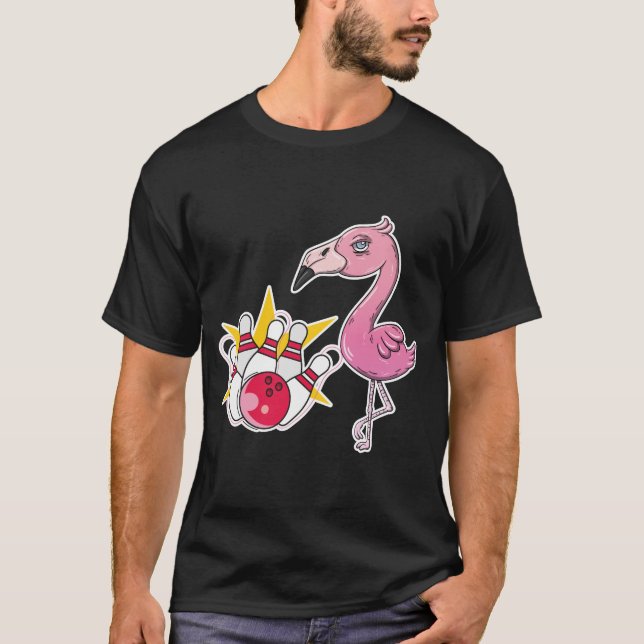 Rolig Flamingo Bowlingkägel T-Shirt för Bowlare (Framsida)