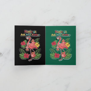 Rolig Flamingo Mamma Fråga Din Pappa Retro Tropisk Kort