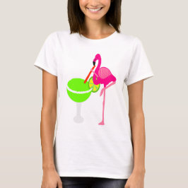 Rolig Flamingo som dricker en margarita Tee Shirt