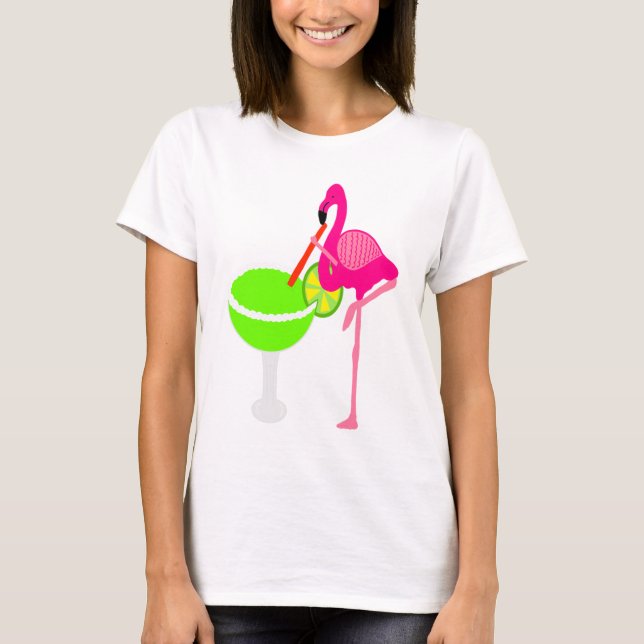 Rolig Flamingo som dricker en margarita Tröja (Framsida)