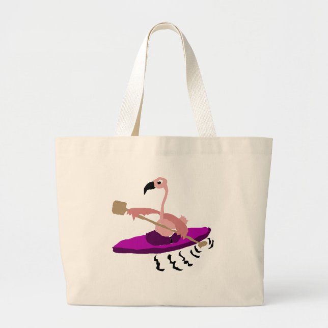 Rolig Flamingo som Kayaking Jumbo Tygkasse (Framsidan)
