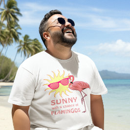 Rolig Flamingo Strand Väderprognos Tee Shirt