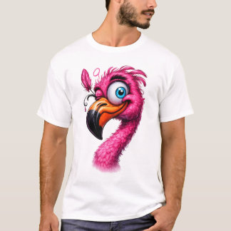 Rolig Flamingo T-Shirt – Ljus Tecknad Stil