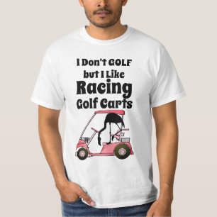Rolig Flamingo Tävling med Golfkärra T Shirt