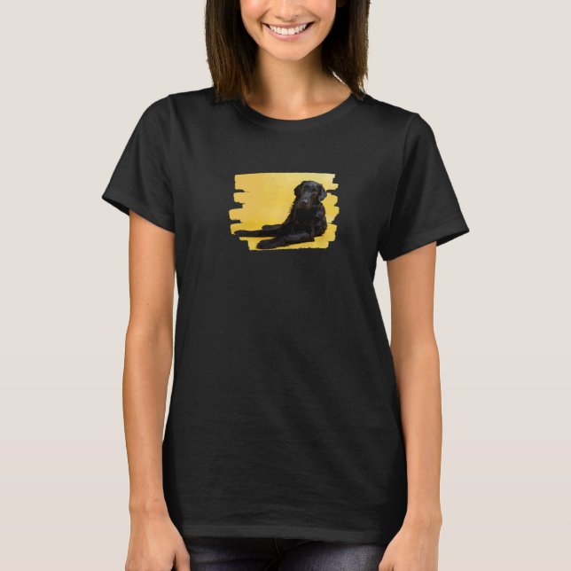 Rolig Flat Coated Retriever Hund T Shirt (Framsida)