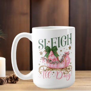 Rolig Flickaktig Chic Rosa Släd Allday Jul Kaffemugg