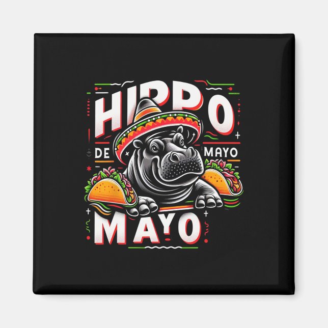 Rolig flodhäst Cinco De Mayo Mexiko Flodhäst Rolig Magnet (Framsidan)