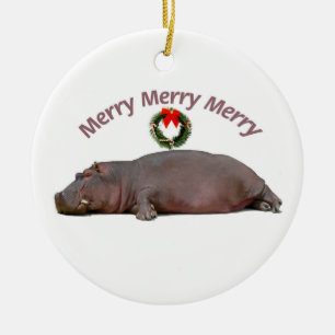 Rolig flodhästgod jul julgransprydnad keramik