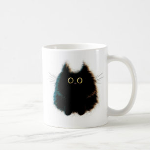 Rolig fluffig katt på kaffemuggen kaffemugg