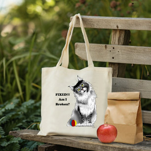Rolig Fluffig Maine Coon Katt Grön Humor Tygkasse