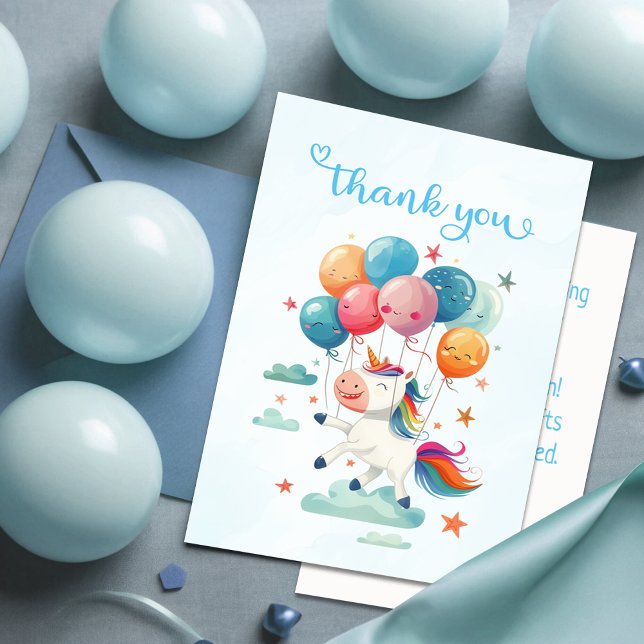 Rolig Flygande Enhörning Regnbågsfärger 1-årsdag Tack Kort (Skapare uppladdad)