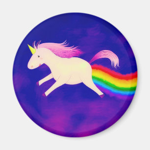 Rolig flygUnicorn som fiser en regnbåge Magnet