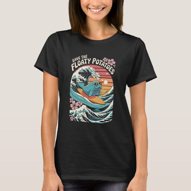 Rolig Flytande Potatis Manat Sjöko T Shirt (Framsida)
