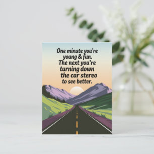 Rolig Födelsedag Att Bli Gammal Stänga Av Bilen Vykort