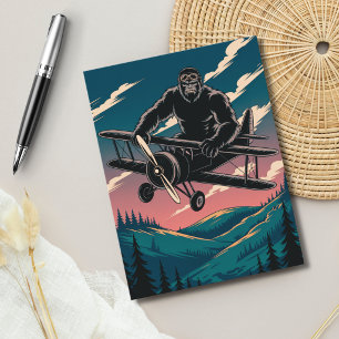 Rolig födelsedag Bigfoot Vintage flygplan moln Vykort