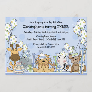 Rolig födelsedag för pojkeSafaridjur Inbjudningar