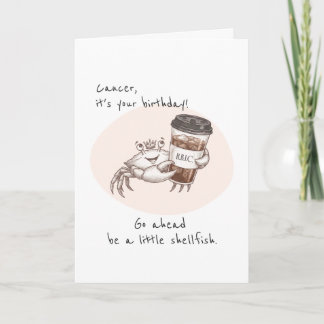 Rolig födelsedag Puns-kort - Cancer Zodiak Krabba Kort