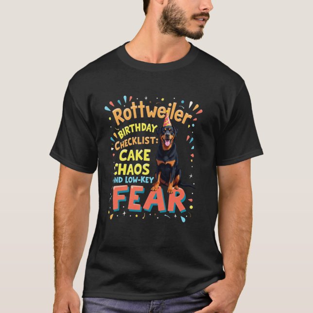 Rolig födelsedag Rottweiler Hund T Shirt (Framsida)