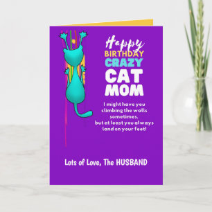 Rolig Födelsedag till KATT-MAMMA Fru Från Make Kort