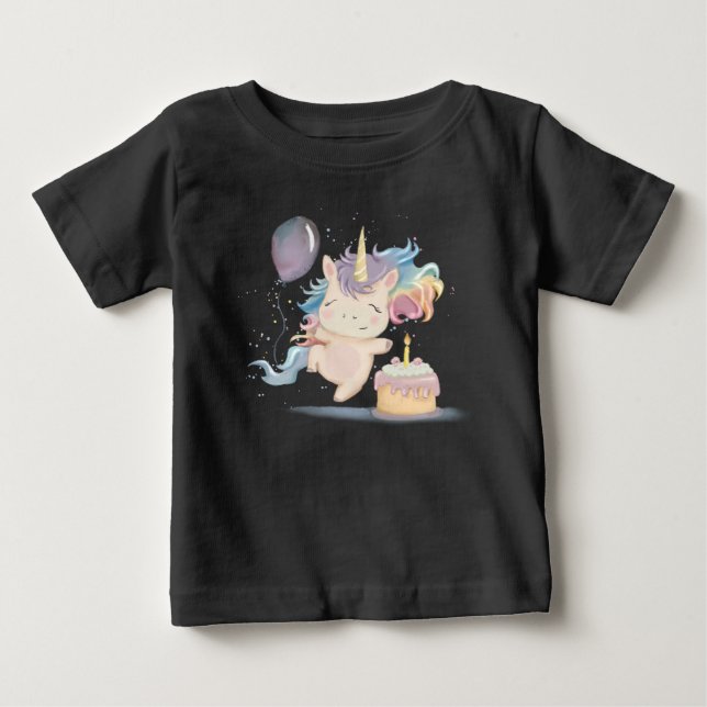 Rolig födelsedags enhörning t shirt (Framsida)