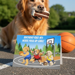 Rolig födelsedags-hundar som spelar basketboll tår kort