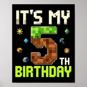 Rolig födelsedags pojke Det är min 5-årsdag Gamer Poster