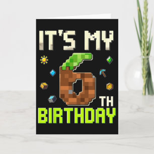 Rolig födelsedags pojke Det är min 6-årsdag Gamer Kort