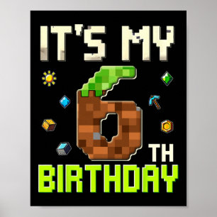 Rolig födelsedags pojke Det är min 6-årsdag Gamer Poster