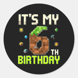 Rolig födelsedags pojke Det är min 6-årsdag Gamer Runt Klistermärke