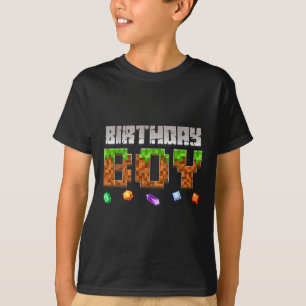 Rolig födelsedags pojke tv-spel Pixel spelare pojk T Shirt