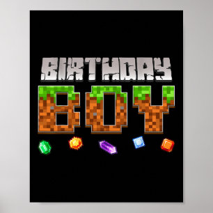 Rolig födelsedags pojke video spel pixel spelare p poster