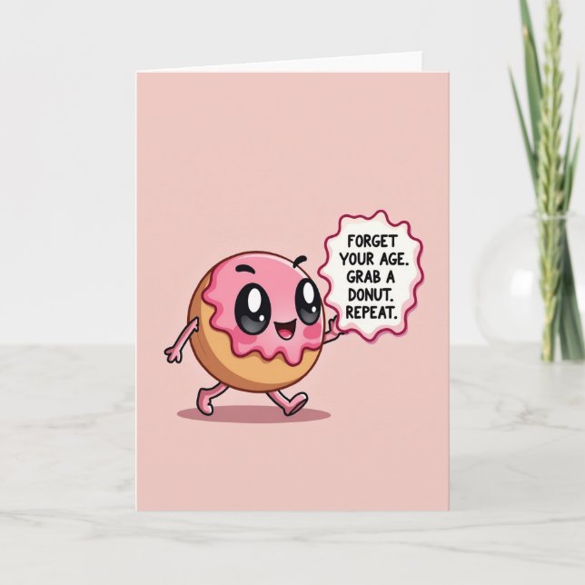Rolig födelsedagsdonut-kort kort (Framsida)