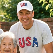 Rolig födelsedagsfirande i USA Röda vita och blå