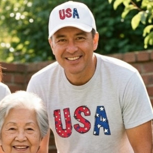 Rolig födelsedagsfirande i USA Röda vita och blå T Shirt