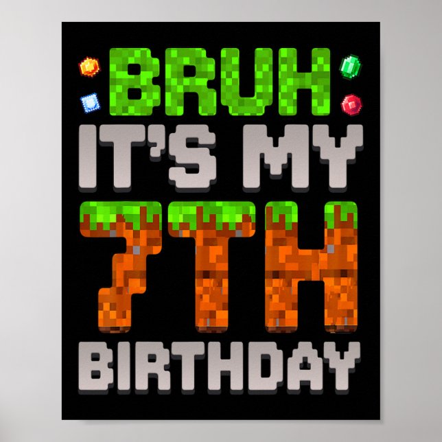 Rolig födelsedagsgrabb det är min 7-årsdag Gamer Poster (Framsidan)