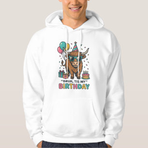 Rolig födelsedagshöglands ko-fest design_1 hoodie
