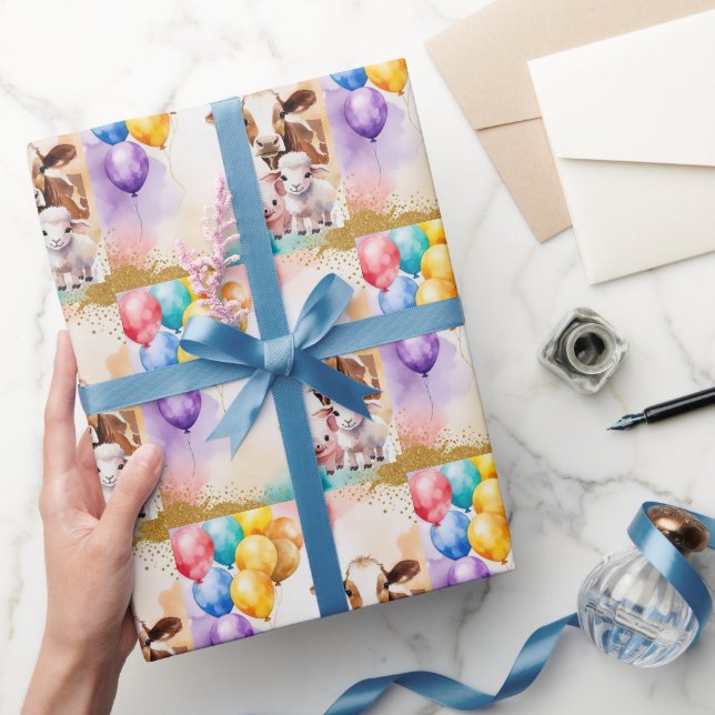 Rolig födelsedagsinbjudan för lantbrukets djur presentpapper (Gifting)