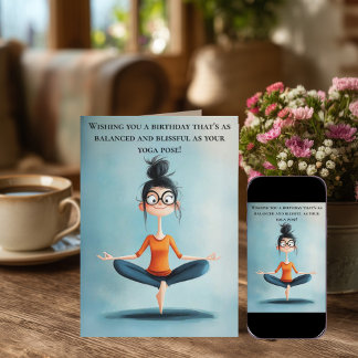 Rolig födelsedagskort för yoga kort