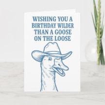 Rolig Födelsedagskort med Cowboy-Gås: Blå Linjekon