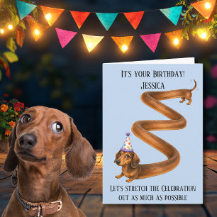 Rolig födelsedagskort med dachshund- kort